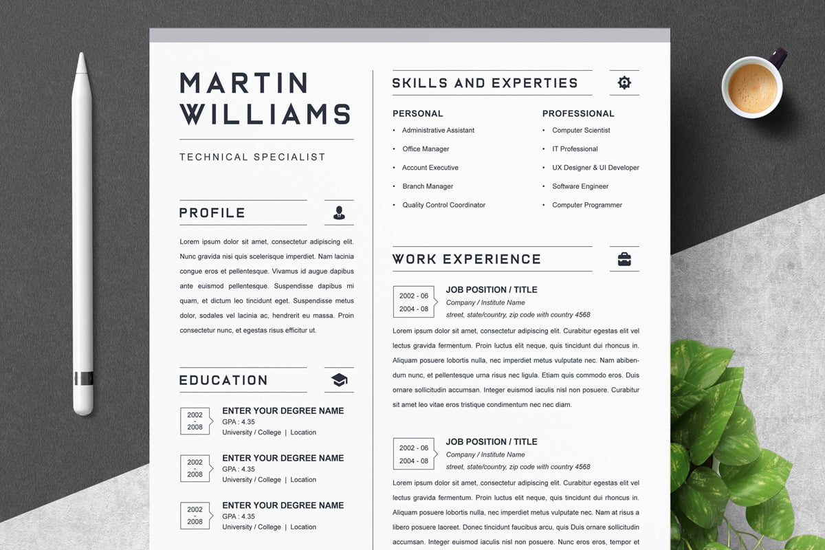 Resume Template Design CV Template Layout - TemplateMonster