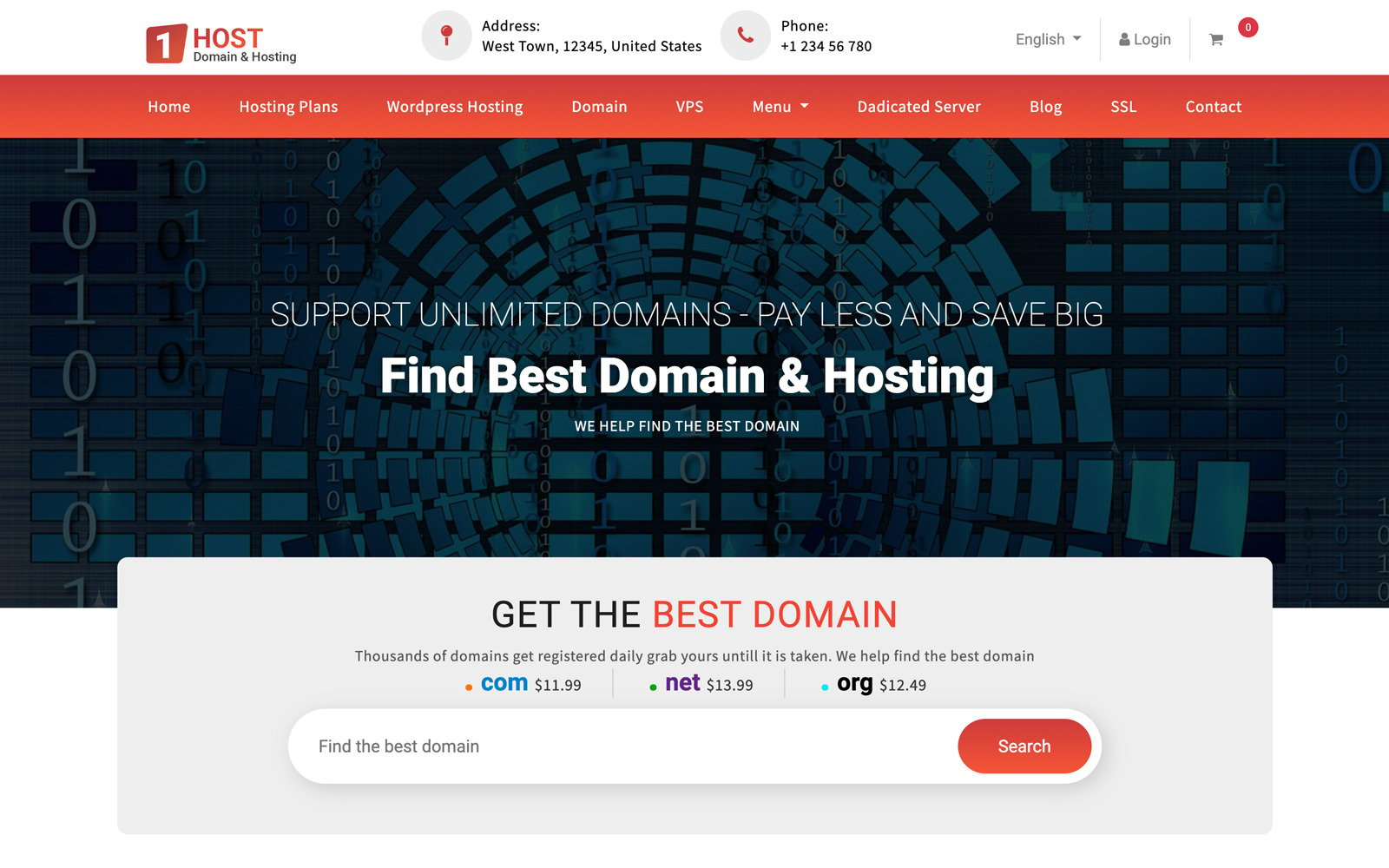 Hostone Domain Hosting Responsive Website Template