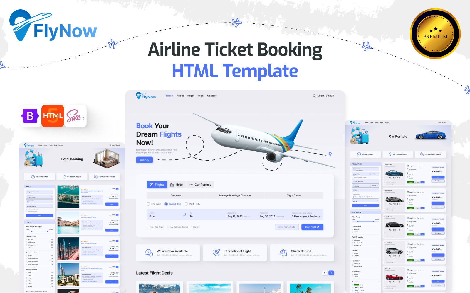 Flynow: Responsive HTML Template for Airline Ticket Booking & Travel ...