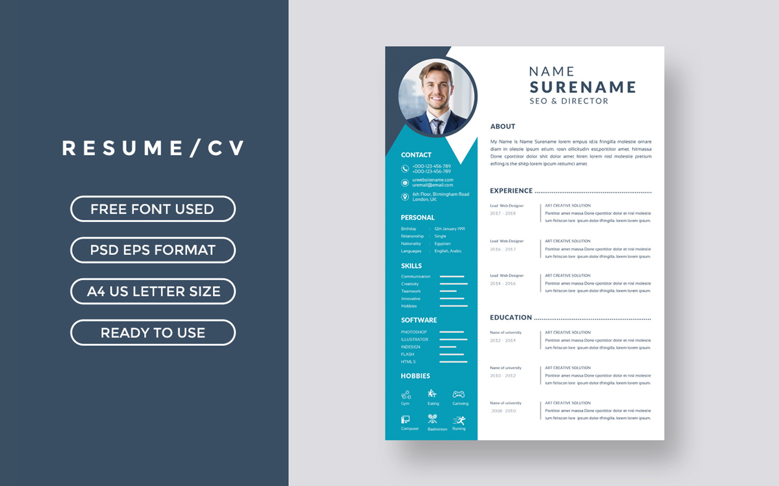 Simple Cv template layout #398110 - TemplateMonster