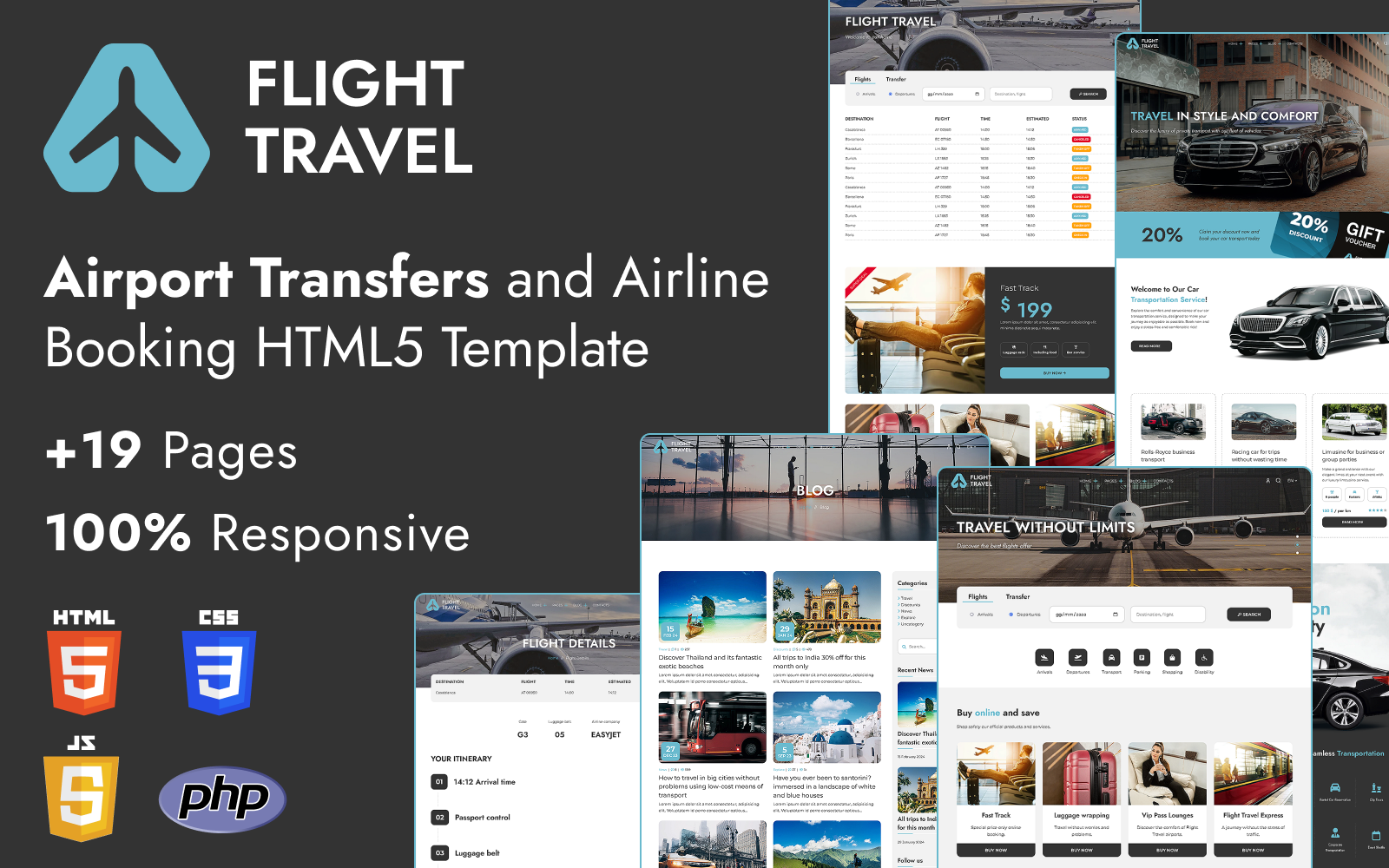 Flight Travel - Airport Transfers and Airline Booking HTML5 Website ...