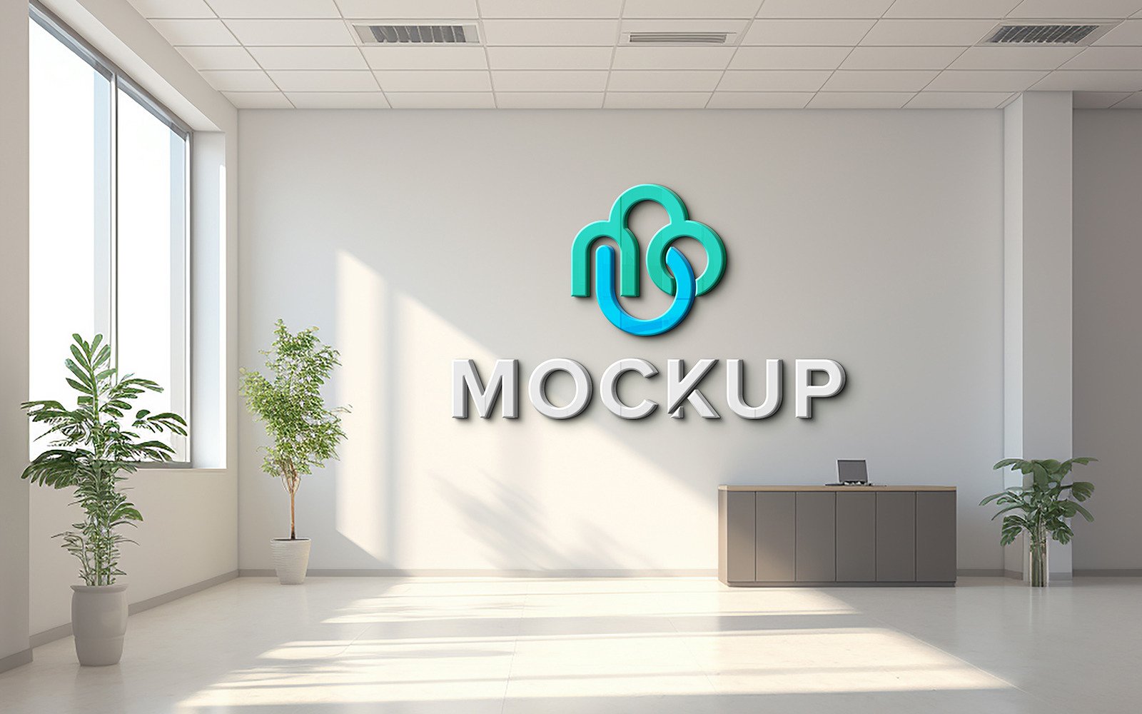 Latest office wall 3d logo mockup psd template