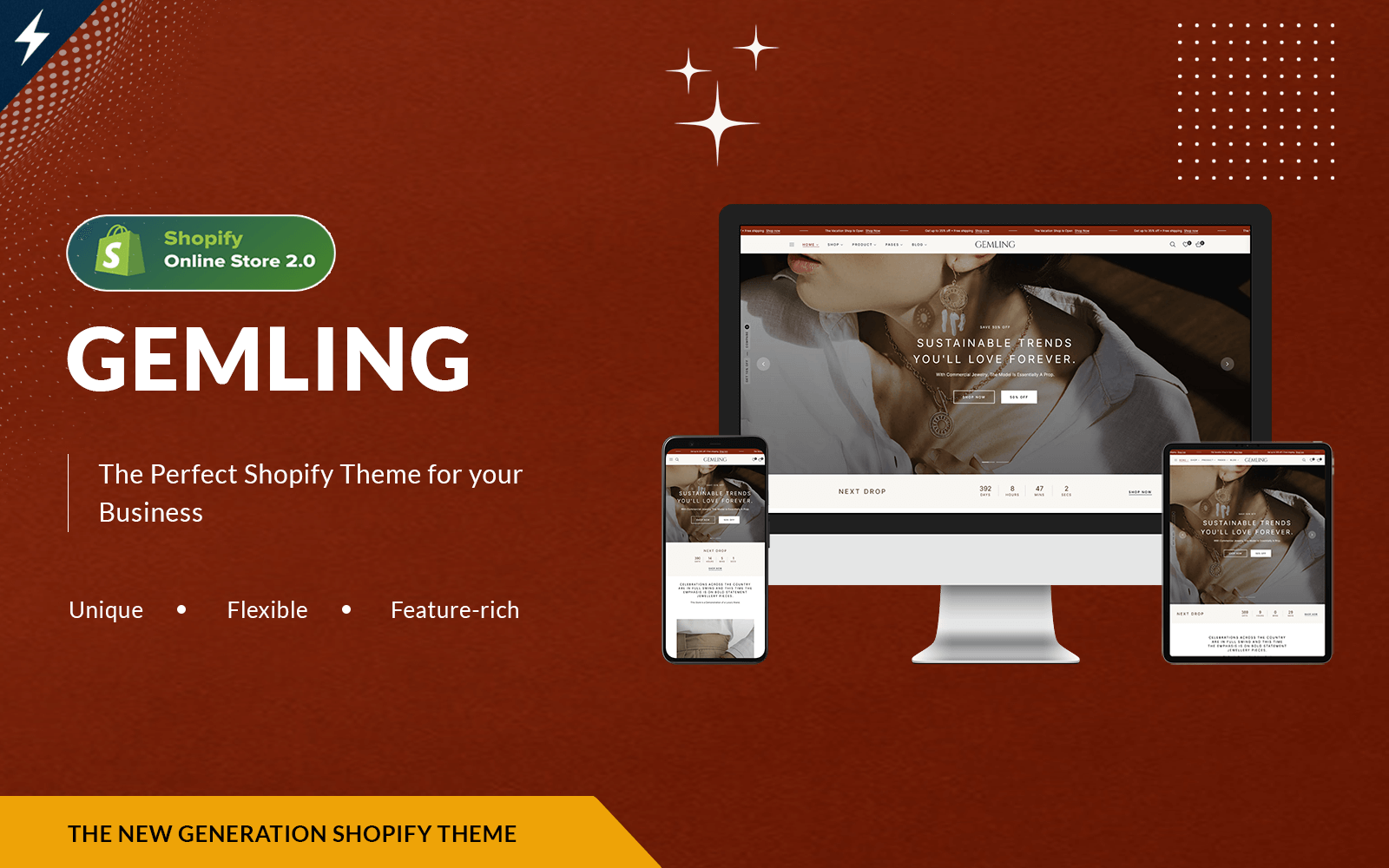 Gemling Jewelry Store Shopify Theme TemplateMonster