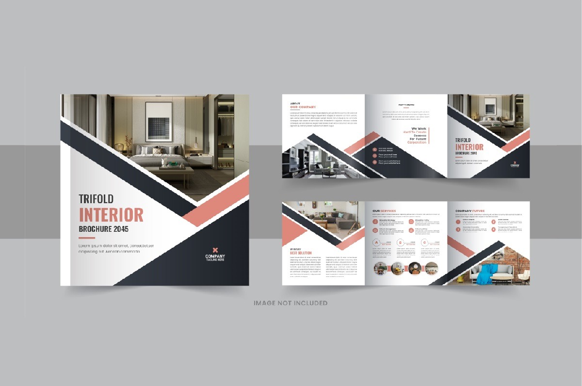 Interior square trifold, Interior magazine or interior portfolio ...