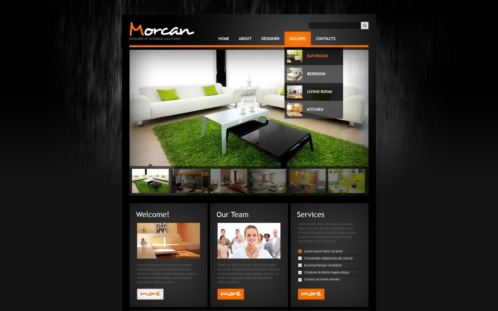 Interior Design PSD Template #42775 - TemplateMonster