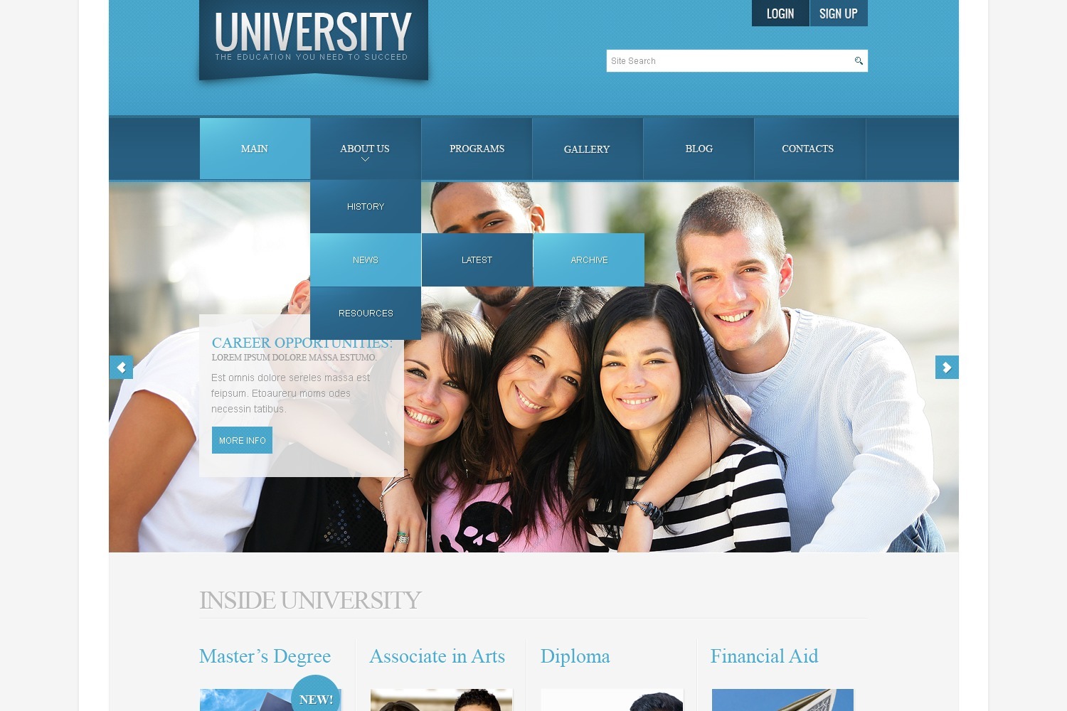 Plantilla Joomla Universitaria 43352 TemplateMonster