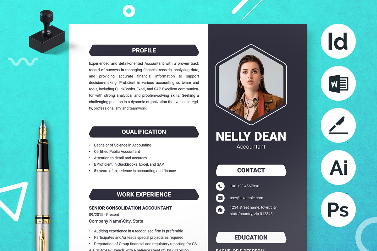 Modern Resume Template CV Design #439642 - TemplateMonster