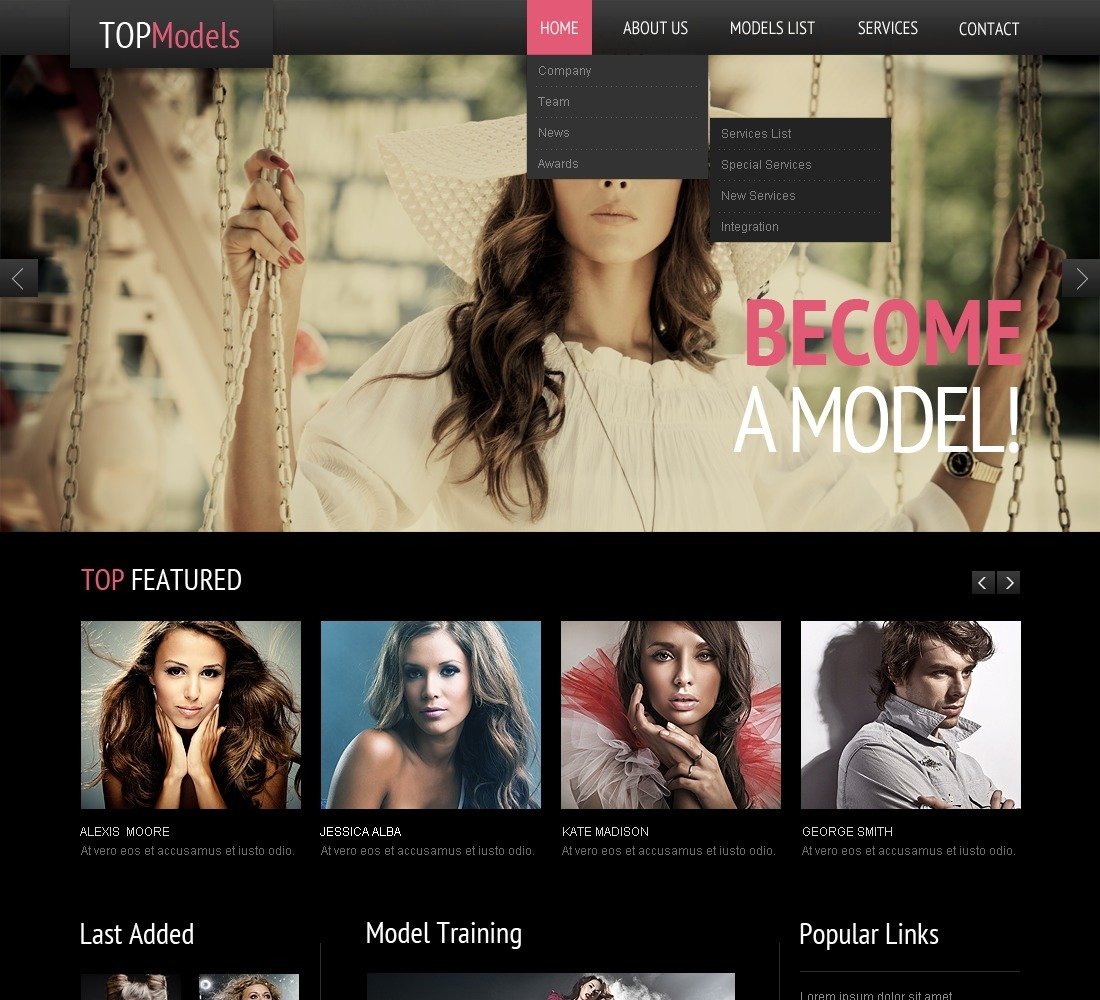 Model Agency Responsive Website Template - TemplateMonster
