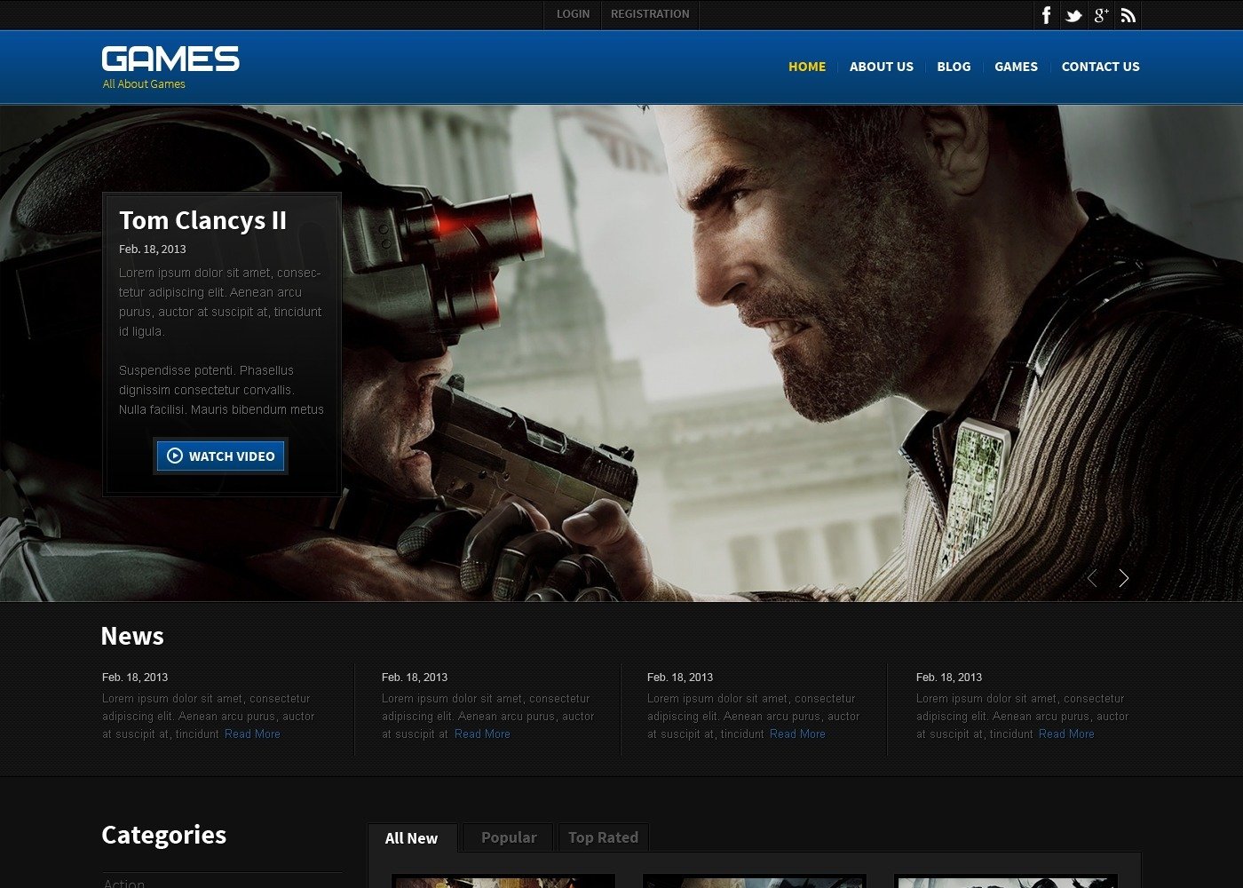 Game website Template. Html5 Gaming Portal.