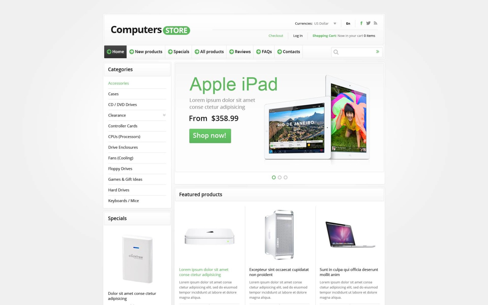 Computers Store ZenCart Template #45165 - TemplateMonster