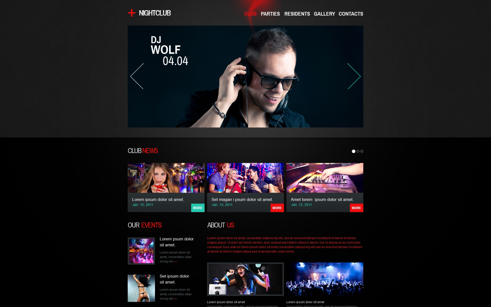 Адаптивный шаблон для сайта html ночного клуба. Club Template. Shablon Night Club.