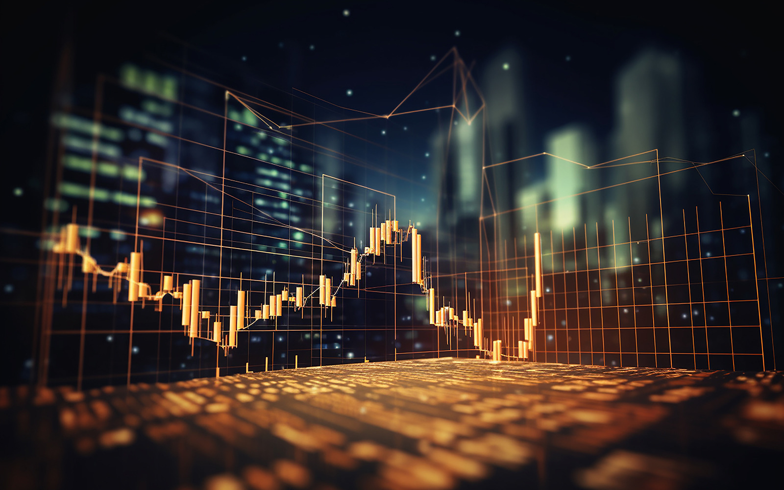 Stock market or forex trading graph and candlestick chart suitable for