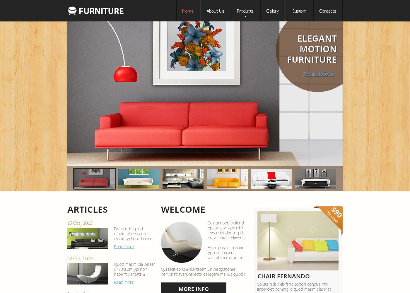 Furniture Responsive site Template TemplateMonster