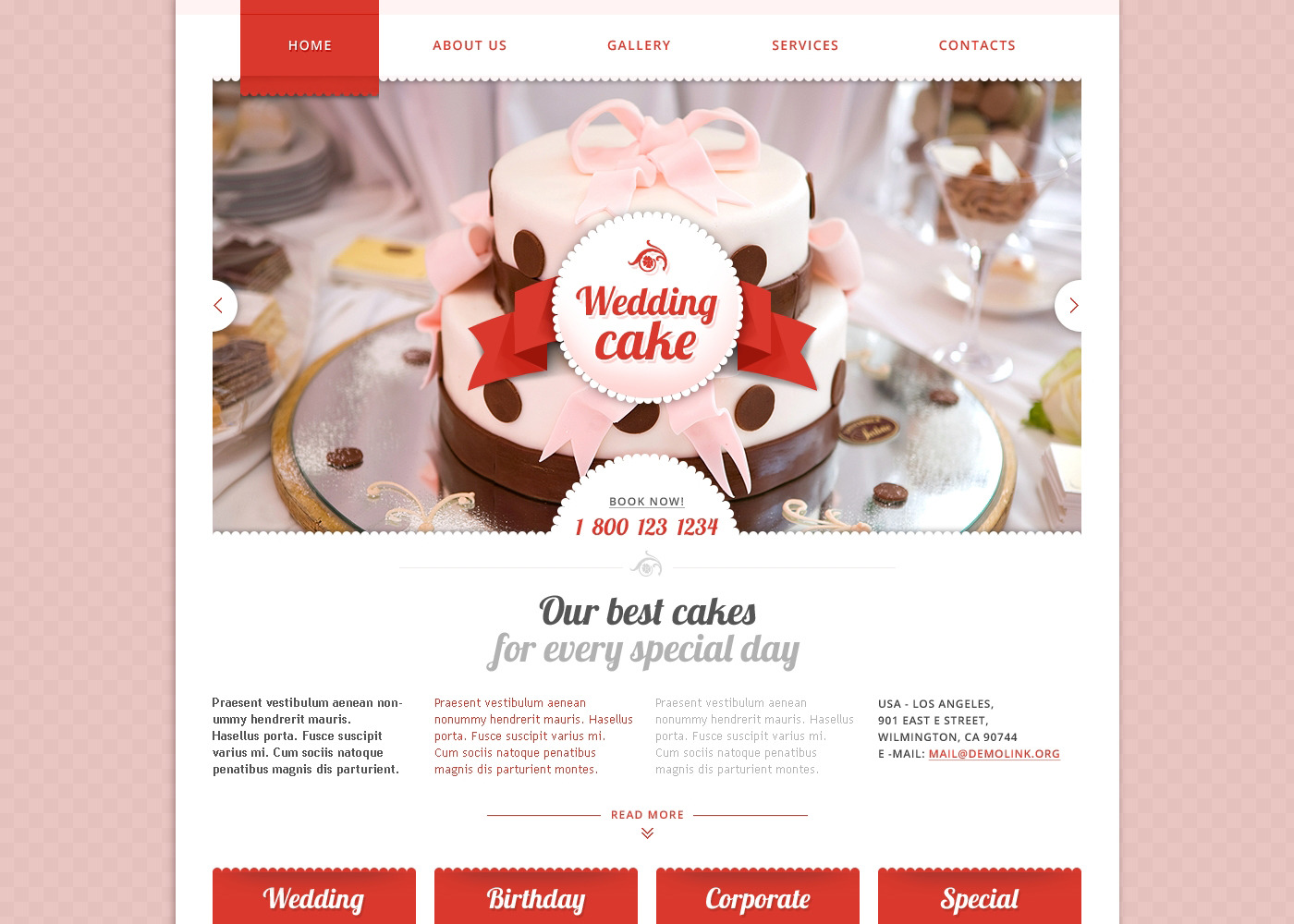 Wedding Cake Responsive Website Template - TemplateMonster