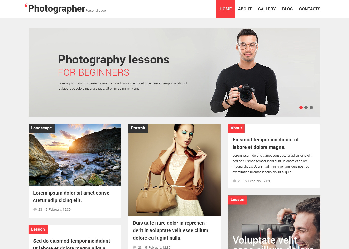 Photographer Portfolio Responsive WordPress Theme