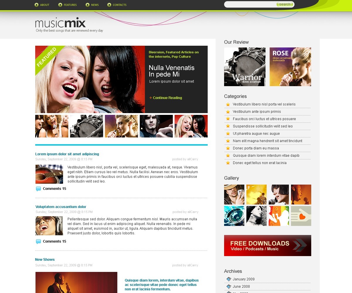 Music Blog PSD Template #49919 - TemplateMonster