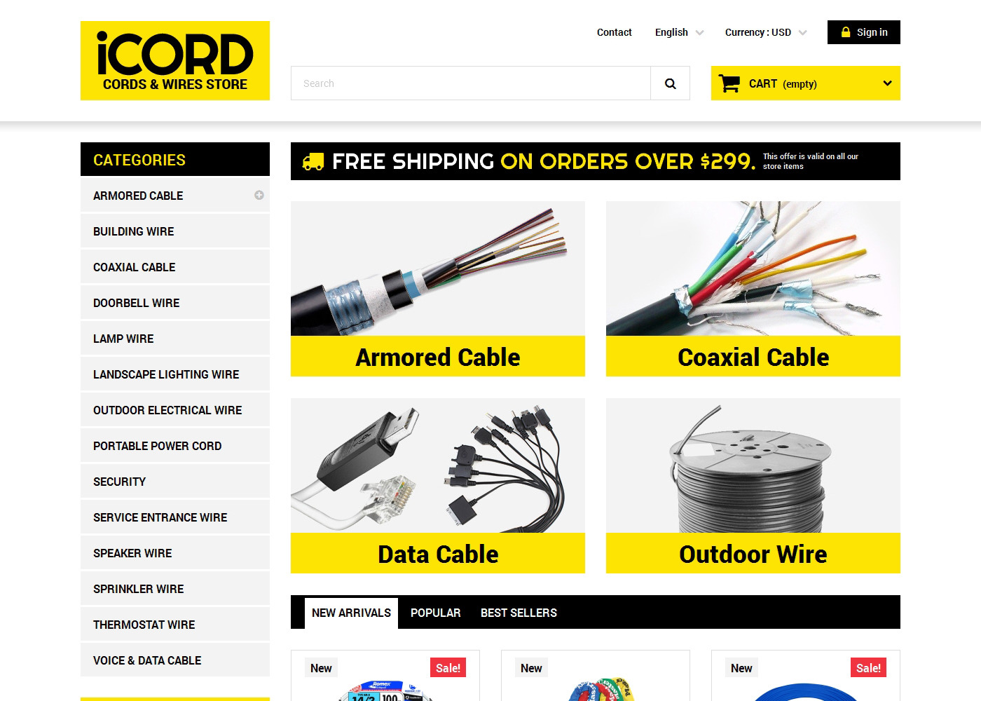 Cords Wires Store PrestaShop Theme #50470 - TemplateMonster