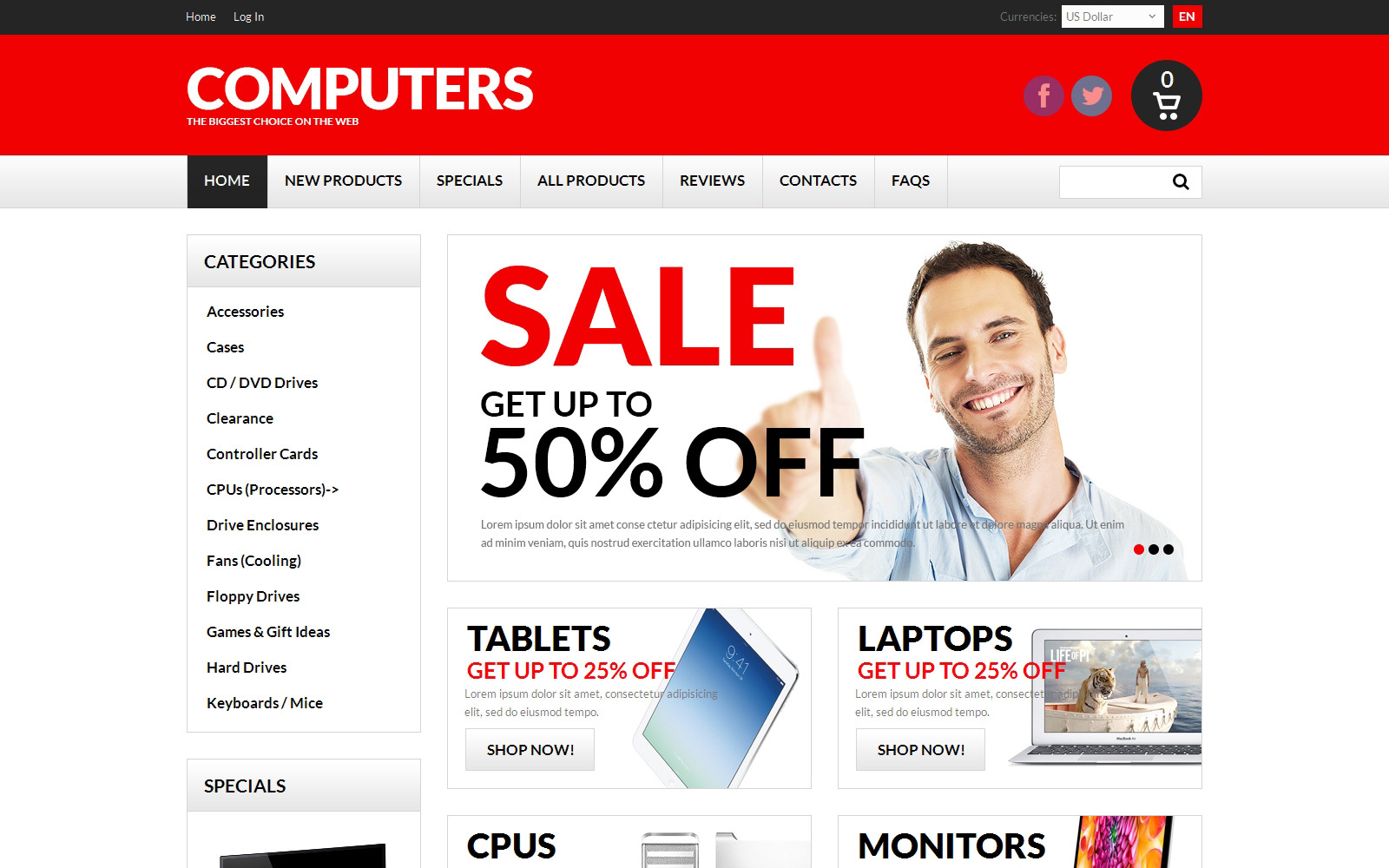 Computer Store ZenCart Template #50754 - TemplateMonster