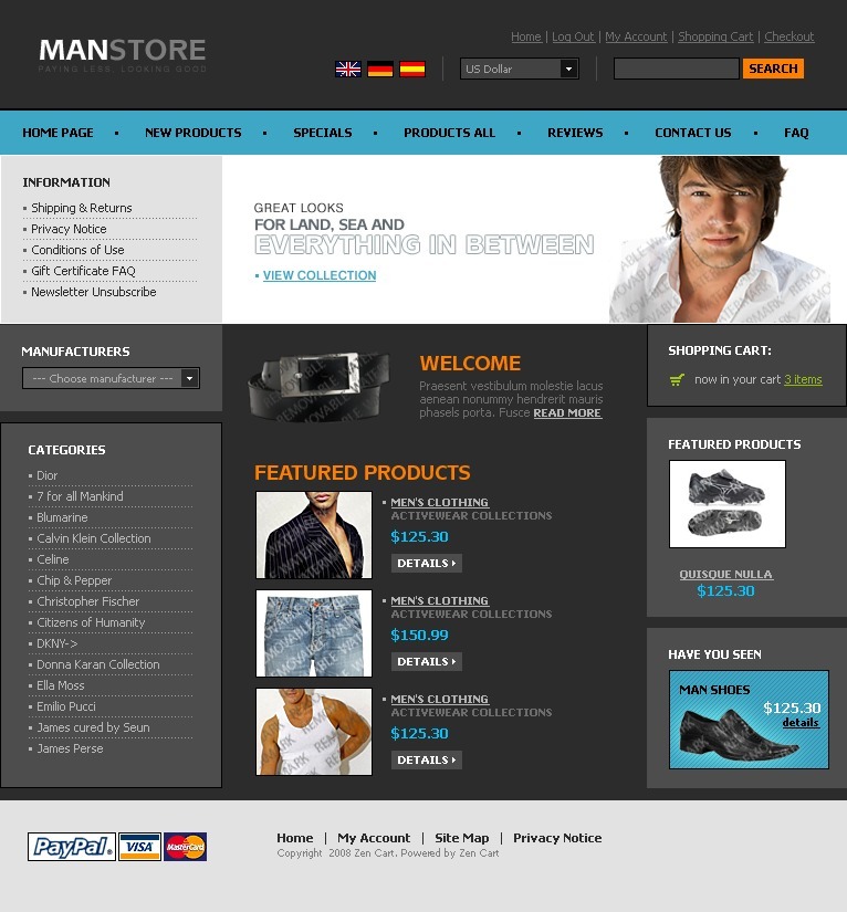 Free Zen Cart Templates Zen Cart ZenCart Template