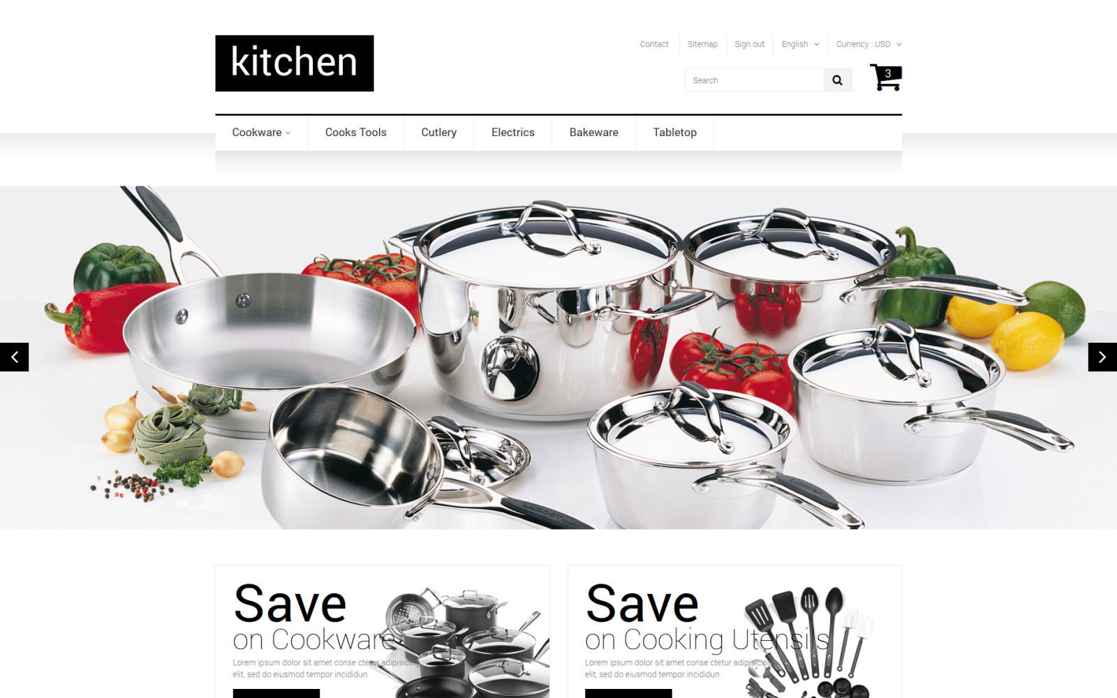 Kitchen Supplies Store Theme TemplateMonster