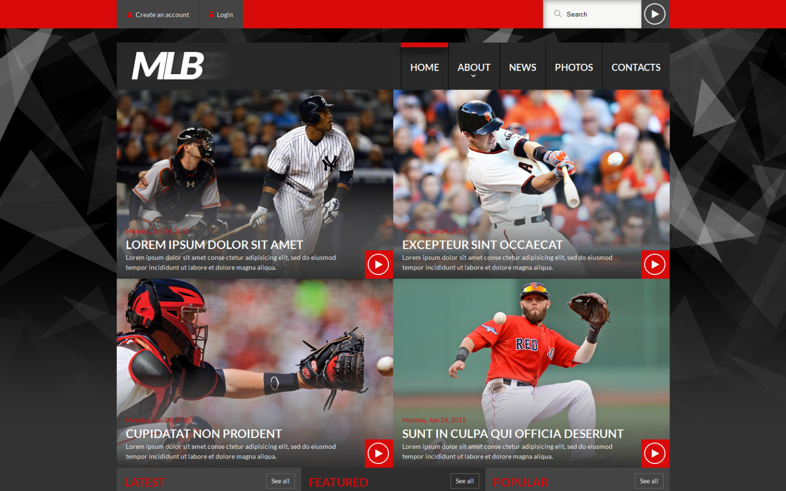 Baseball News Portal Website Template TemplateMonster