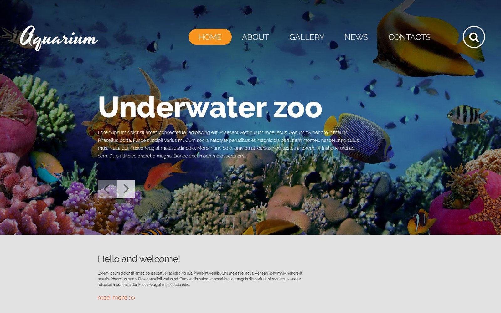 Aquarium Website Template 52857 TemplateMonster