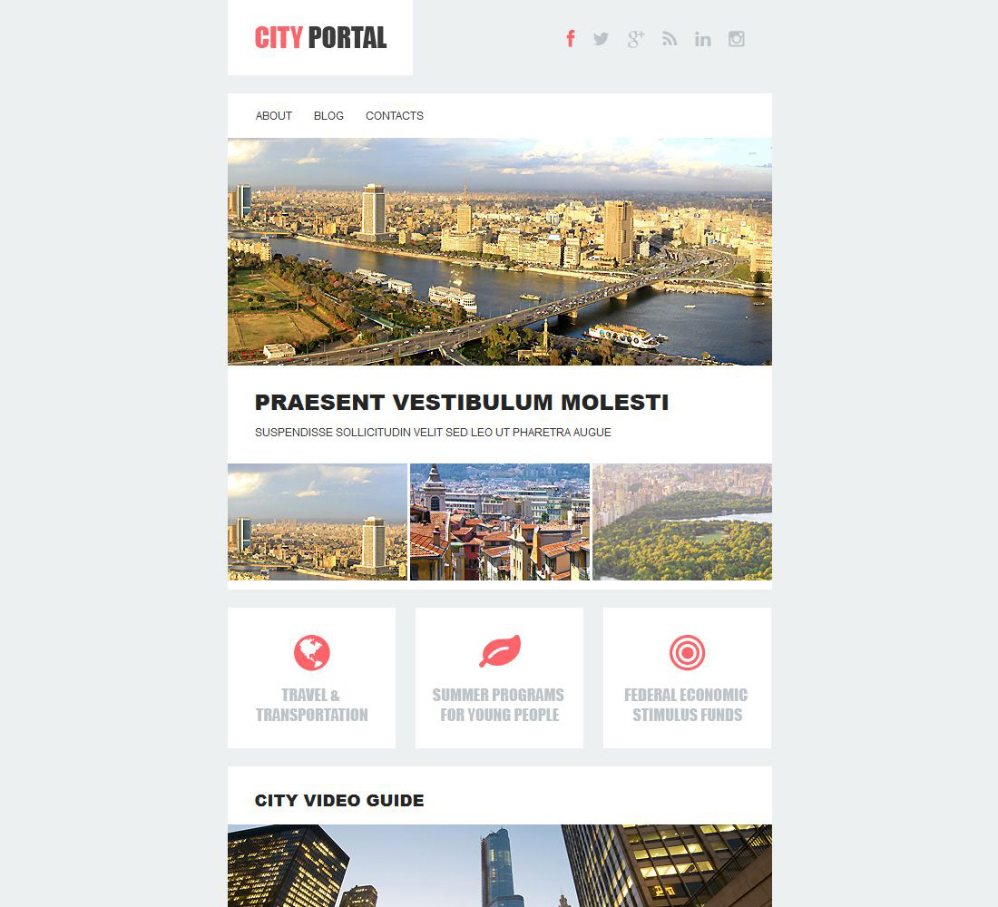 City Portal Responsive Newsletter Template - TemplateMonster