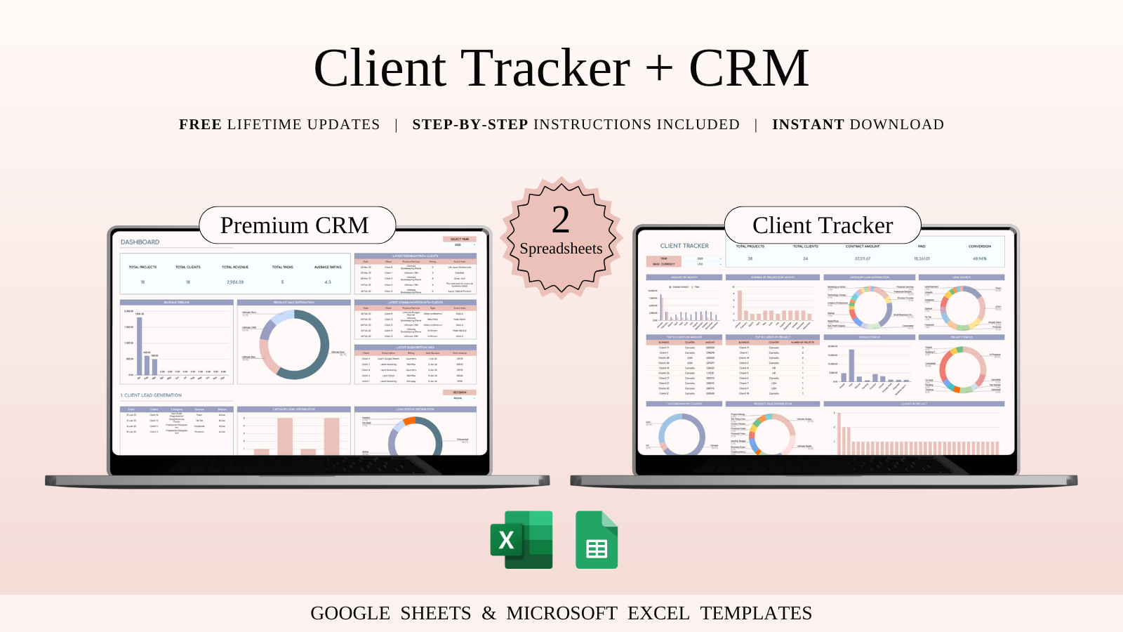 Client Tracker and CRM | Spreadsheet Templates Excel and Google Sheets
