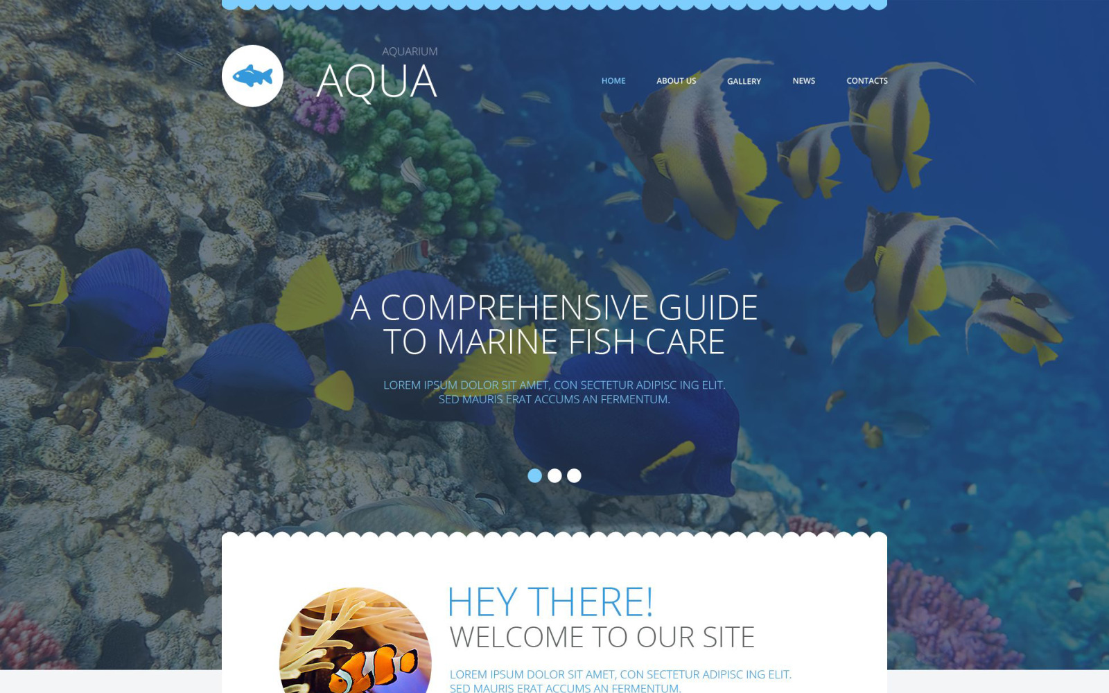 Aquarium site Template 53119 TemplateMonster