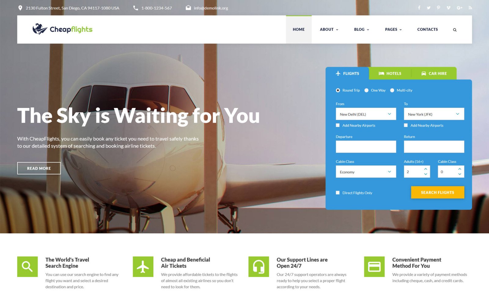 Flight Booking Website Template 53104 TemplateMonster