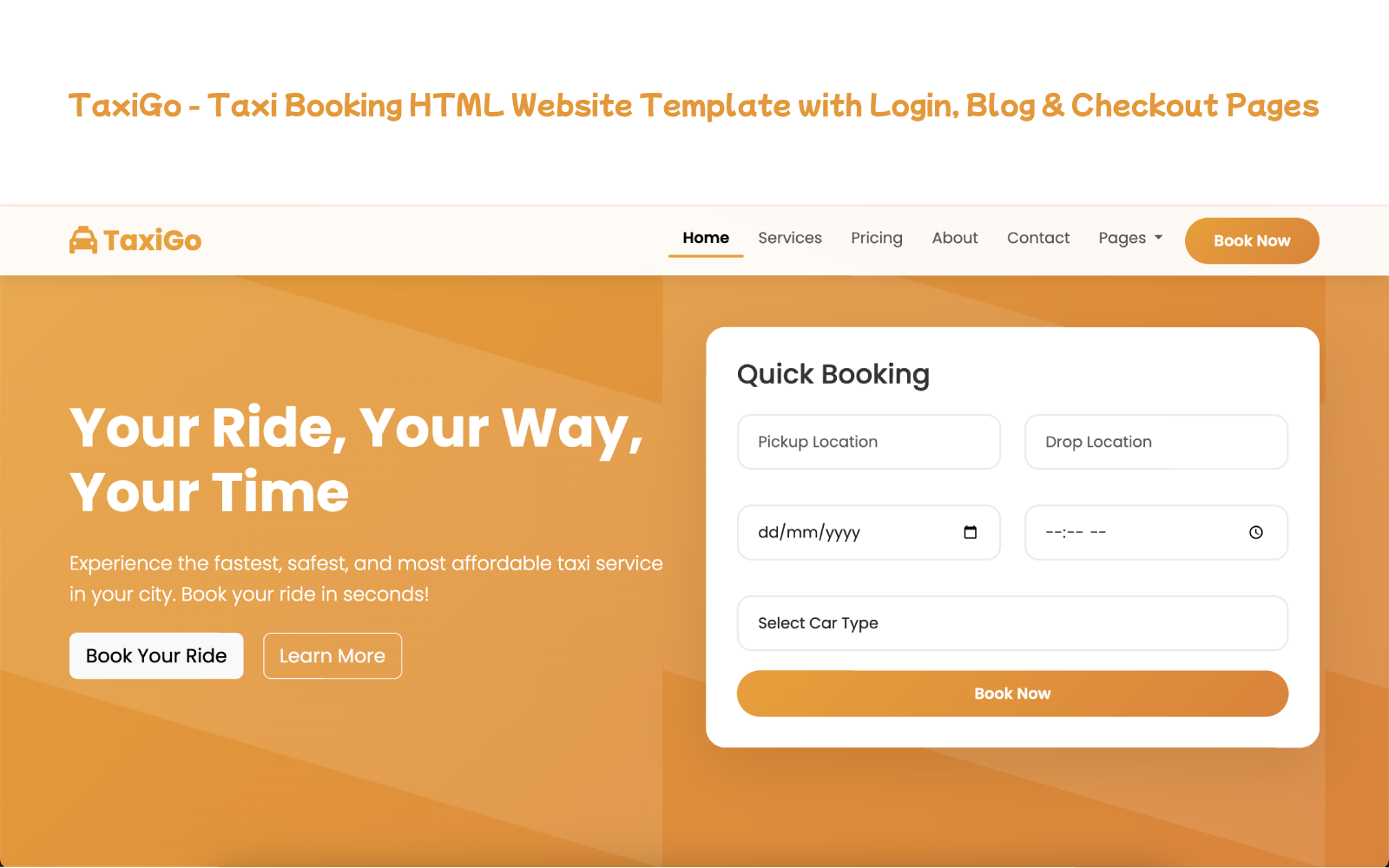 Taxi Booking HTML Website Template