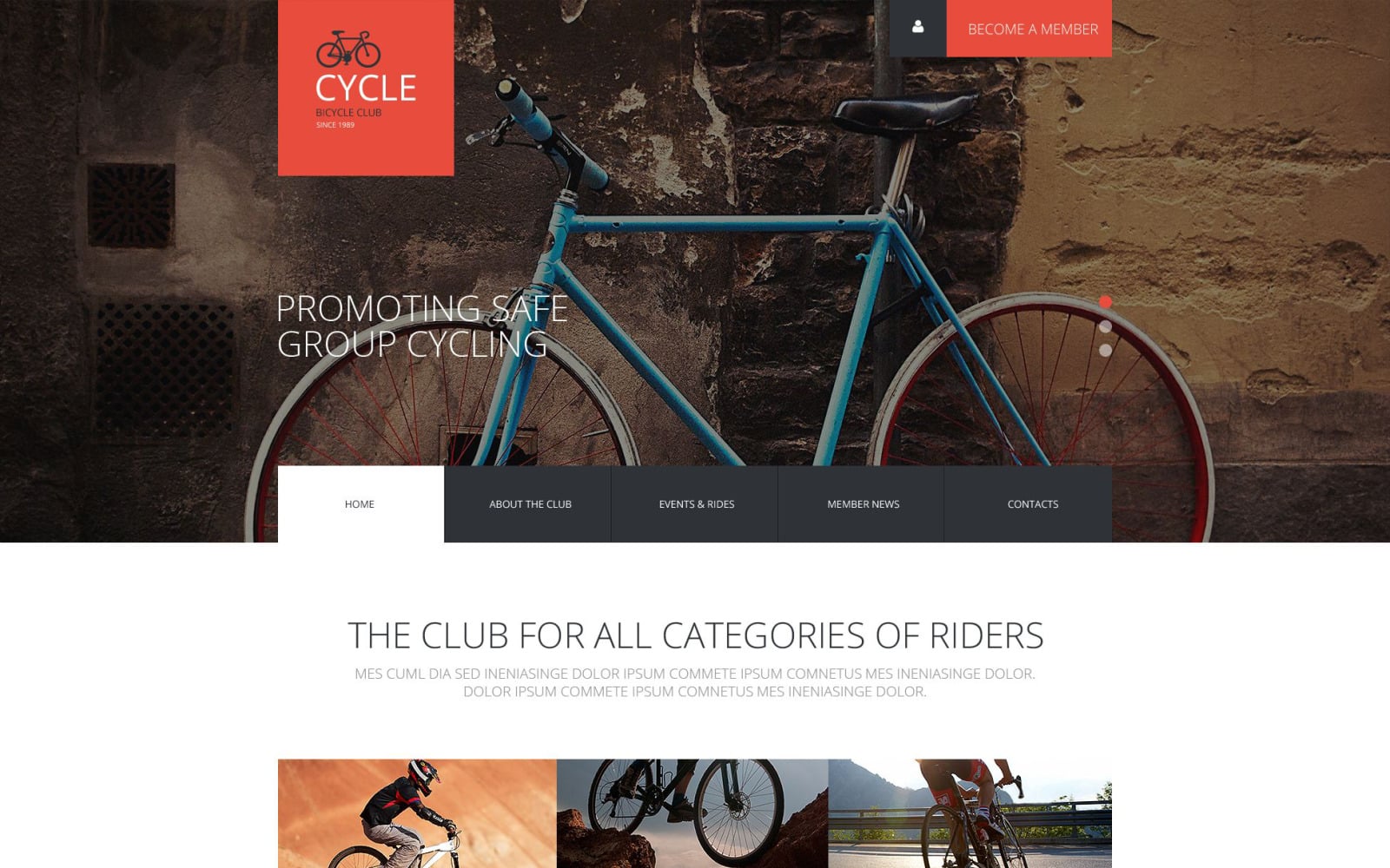 Cycling Club Website Template #53468 - TemplateMonster