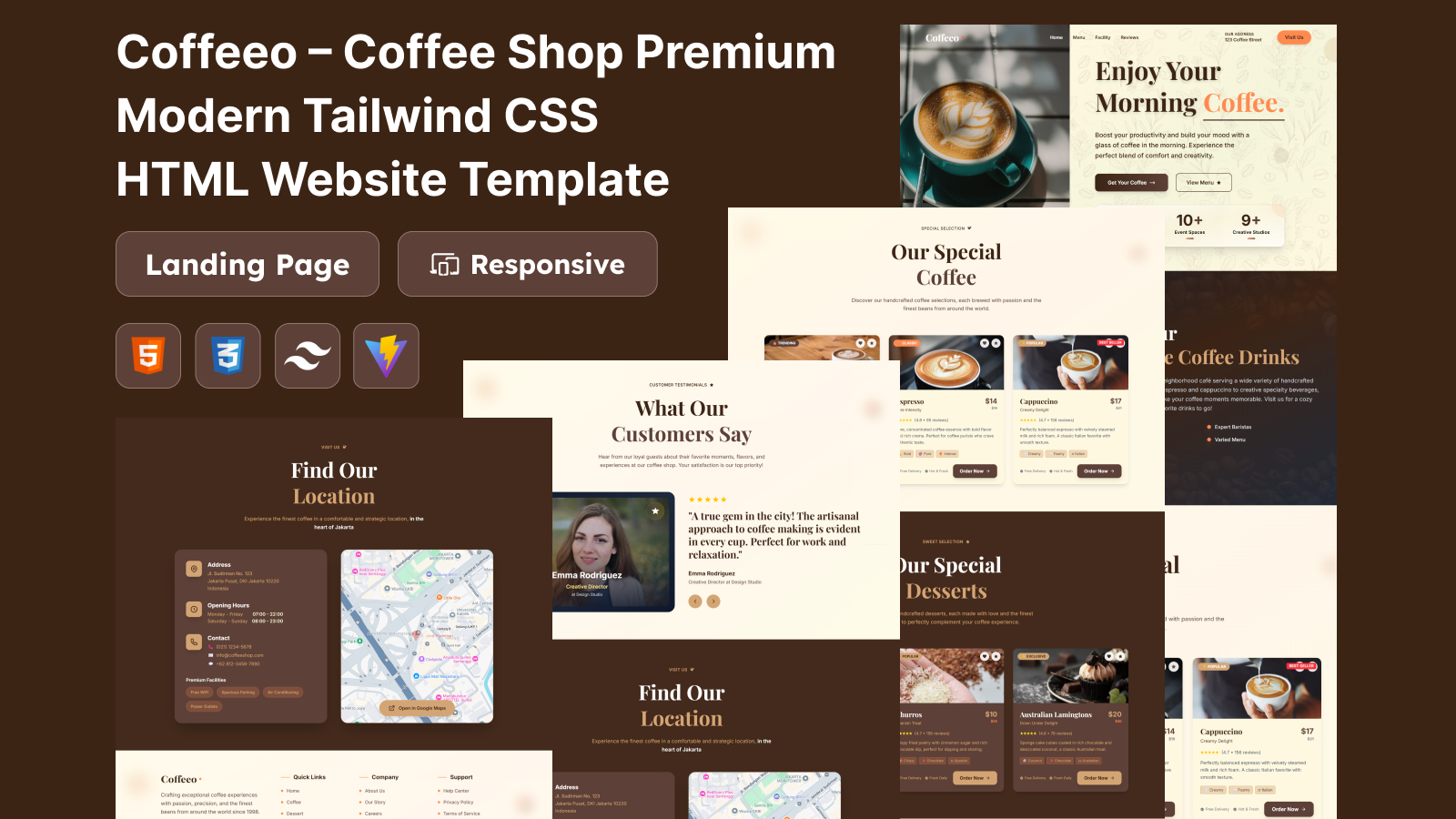 Coffeeo – Coffee Shop Premium Modern Tailwind CSS HTML Website Template
