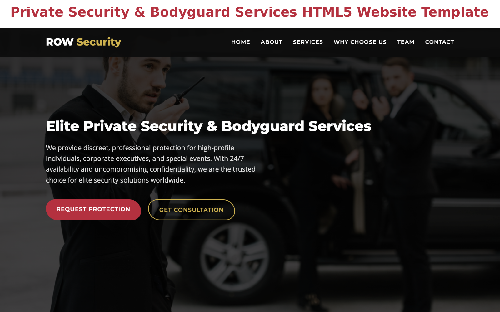 Private Security & Bodyguard Services HTML5 Bootstrap Website Template