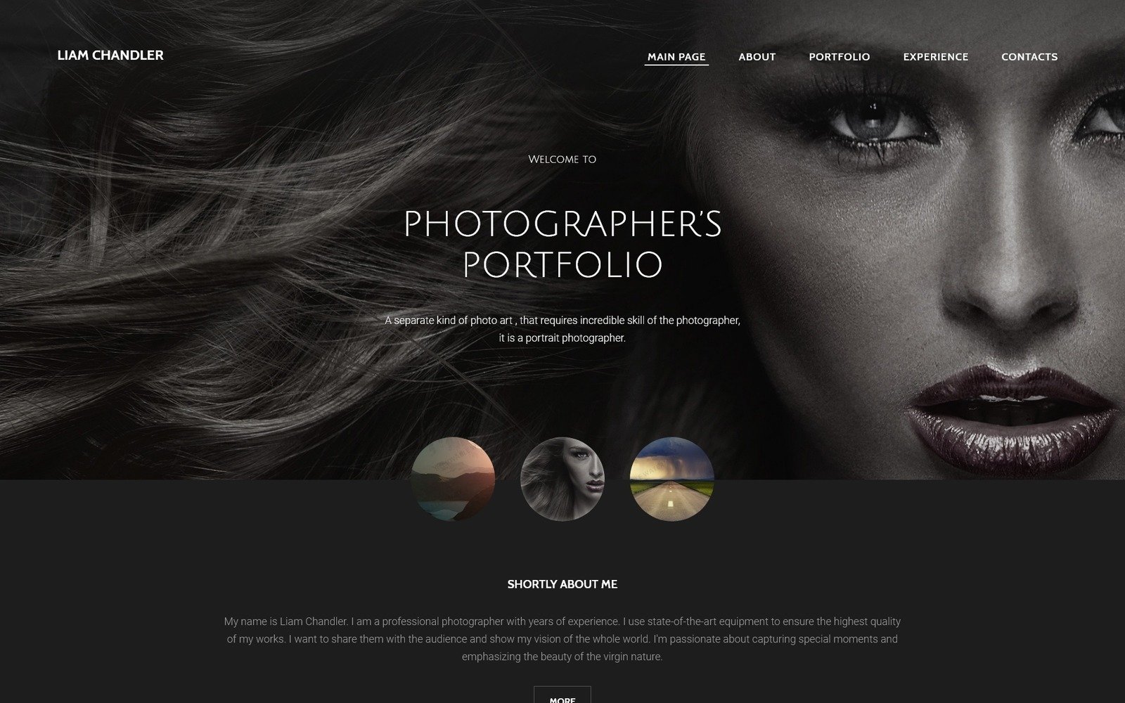 Mod le de site  Web de portfolio de photographe 