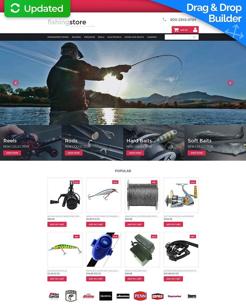 Fishing MotoCMS Template 58488 TemplateMonster