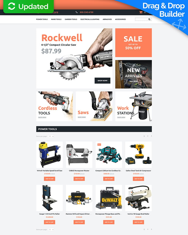 Tools & Equipment MotoCMS Ecommerce Template