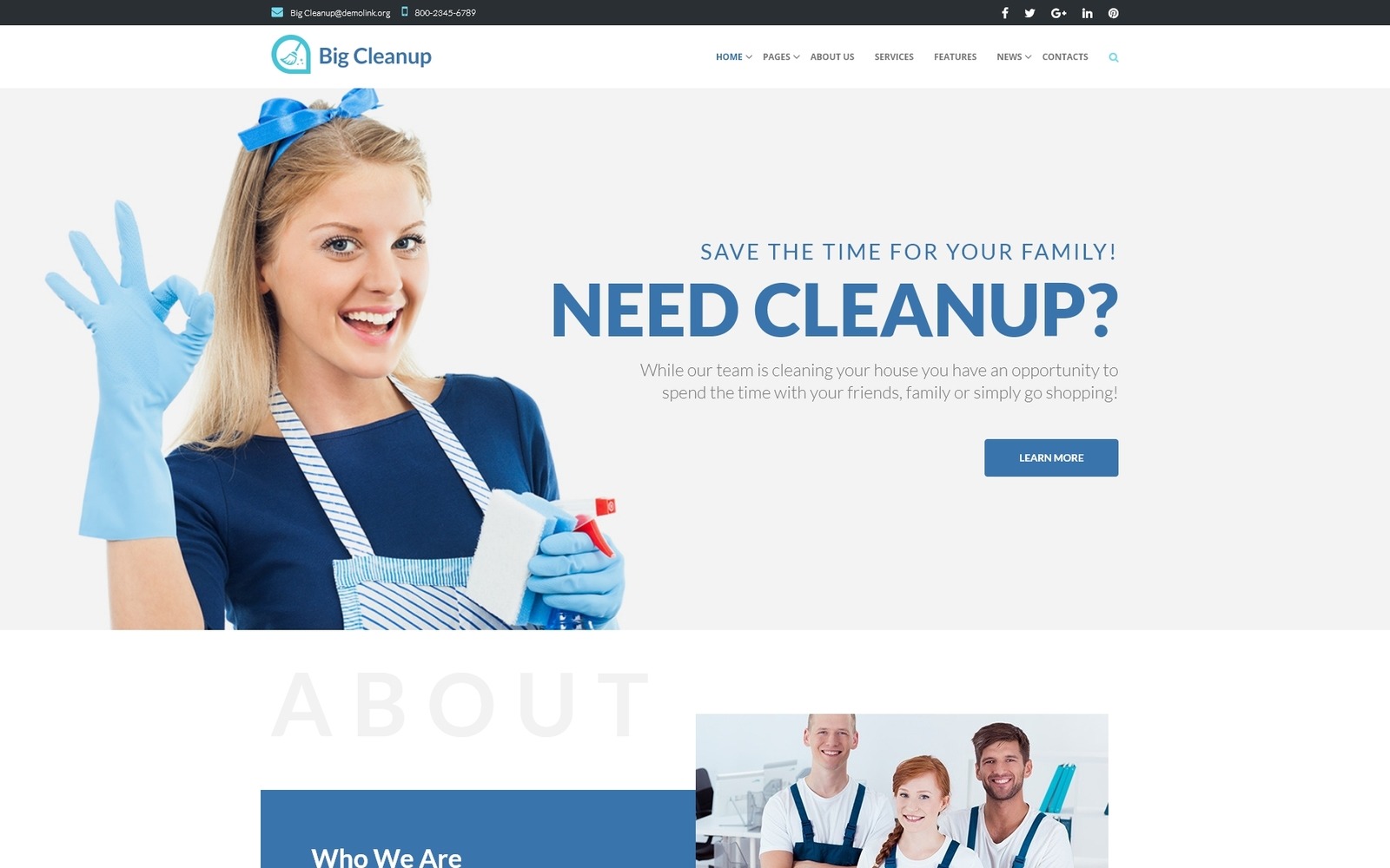 Big Cleanup Tema Wordpress Responsivo Para Serviços De Limpeza 6347