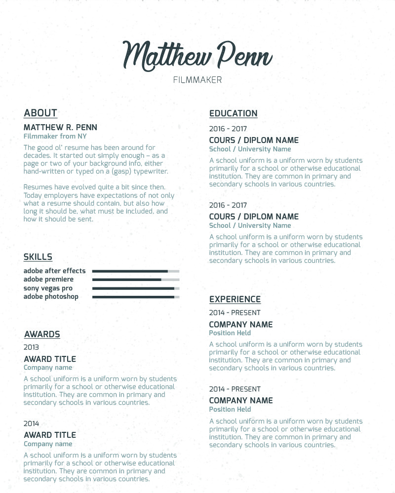 Matthew Penn Filmmaker Resume Template TemplateMonster