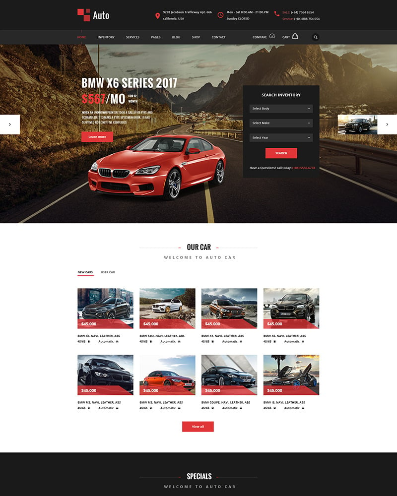 AUTO – Modern Car Rental Service PSD Template