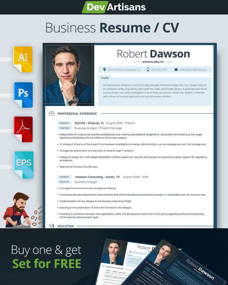 Robert Dawson - Resume Template #65960 - TemplateMonster