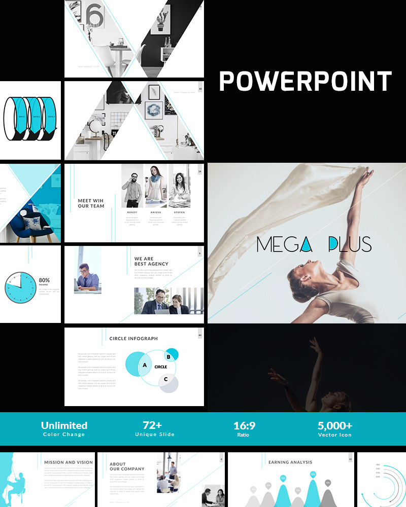 Mega Plus Presentation PowerPoint template - TemplateMonster