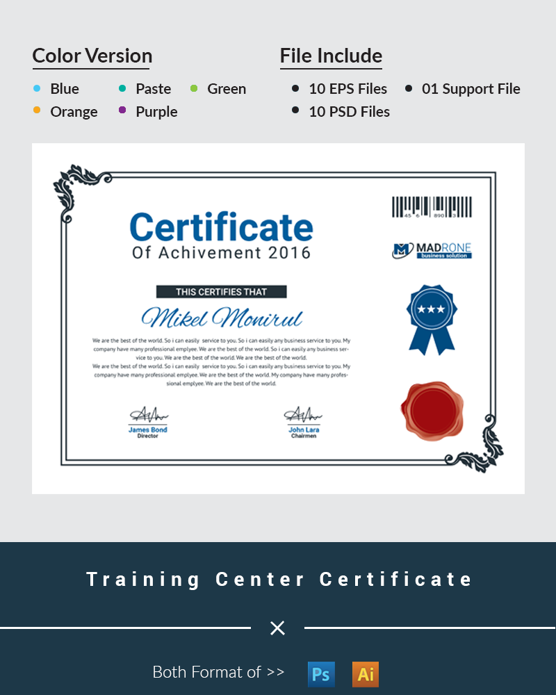 Training Center Certificate Template - TemplateMonster