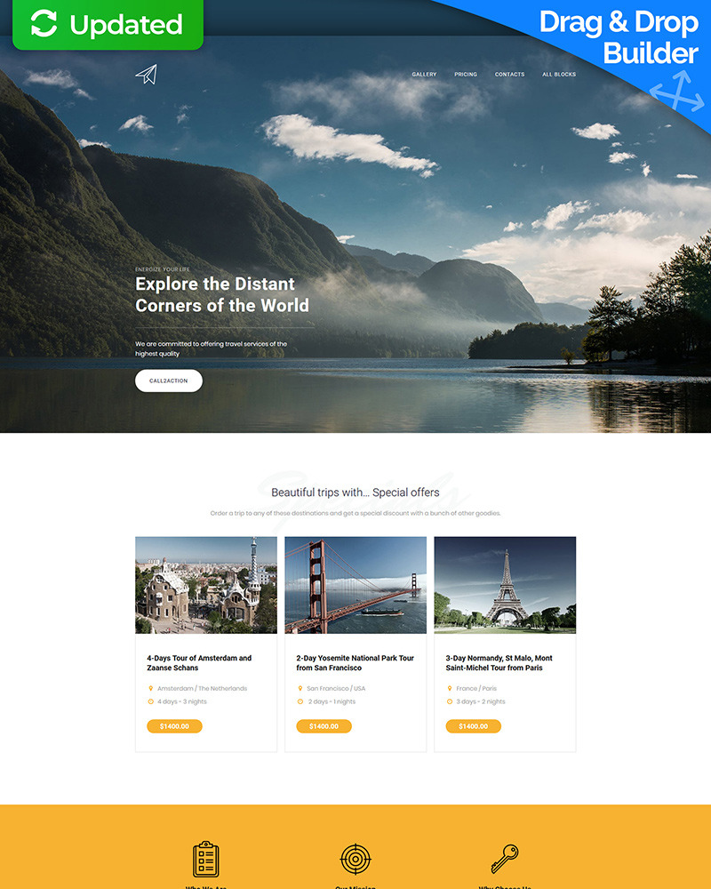 Skyline - Travel Agency MotoCMS 3 Landing Page Template