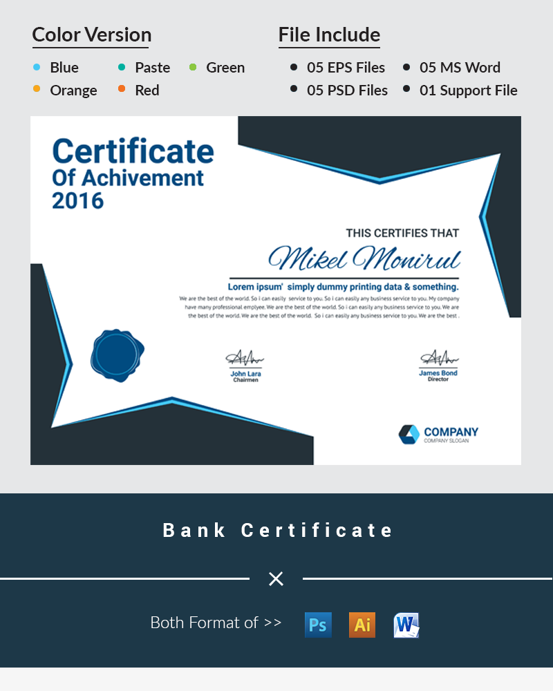 Bank Certificate Template #66487 - TemplateMonster