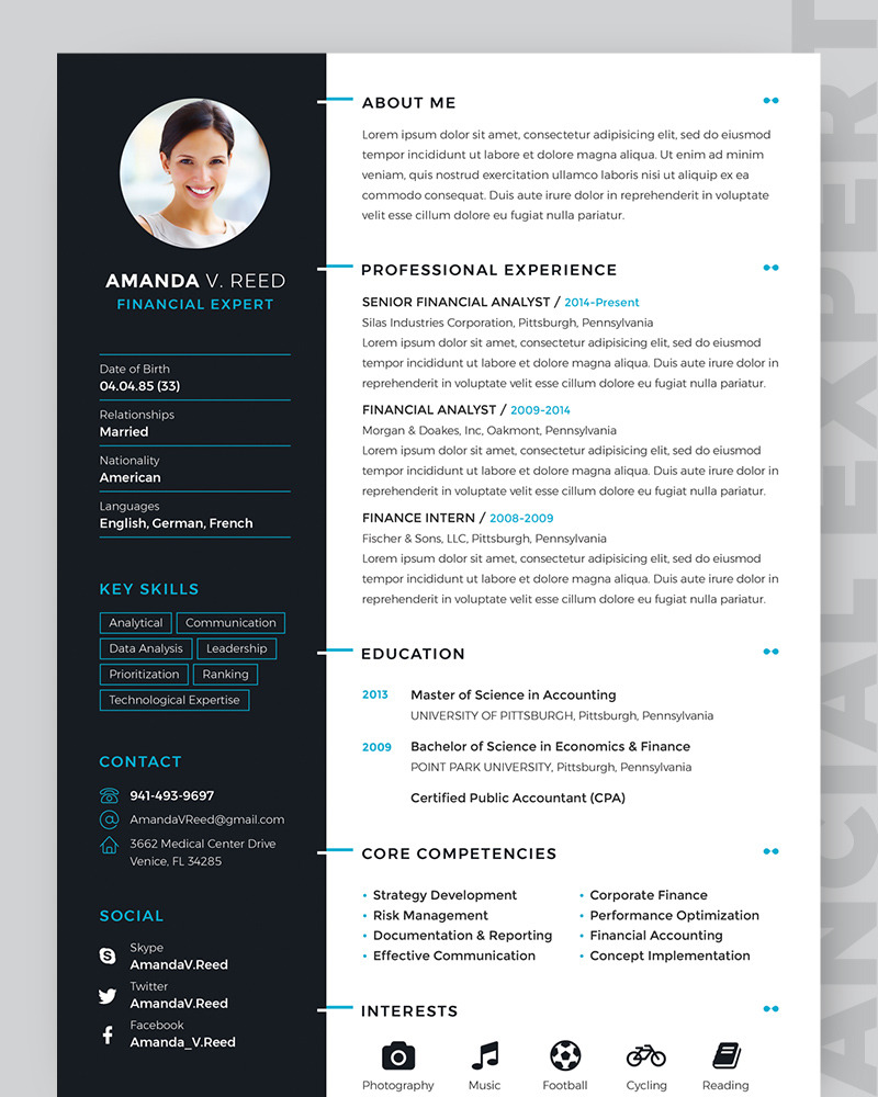 Amanda V Reed Financial Expert Resume Template