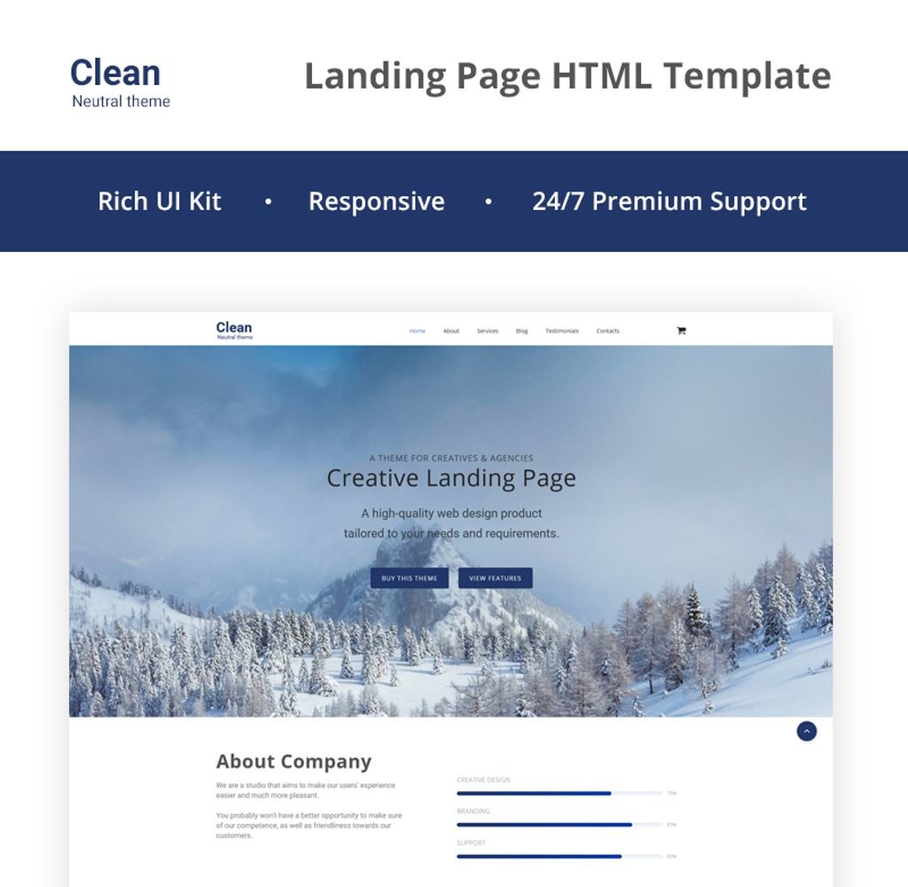 Clean - Neutral HTML5 Landing Page Template - TemplateMonster
