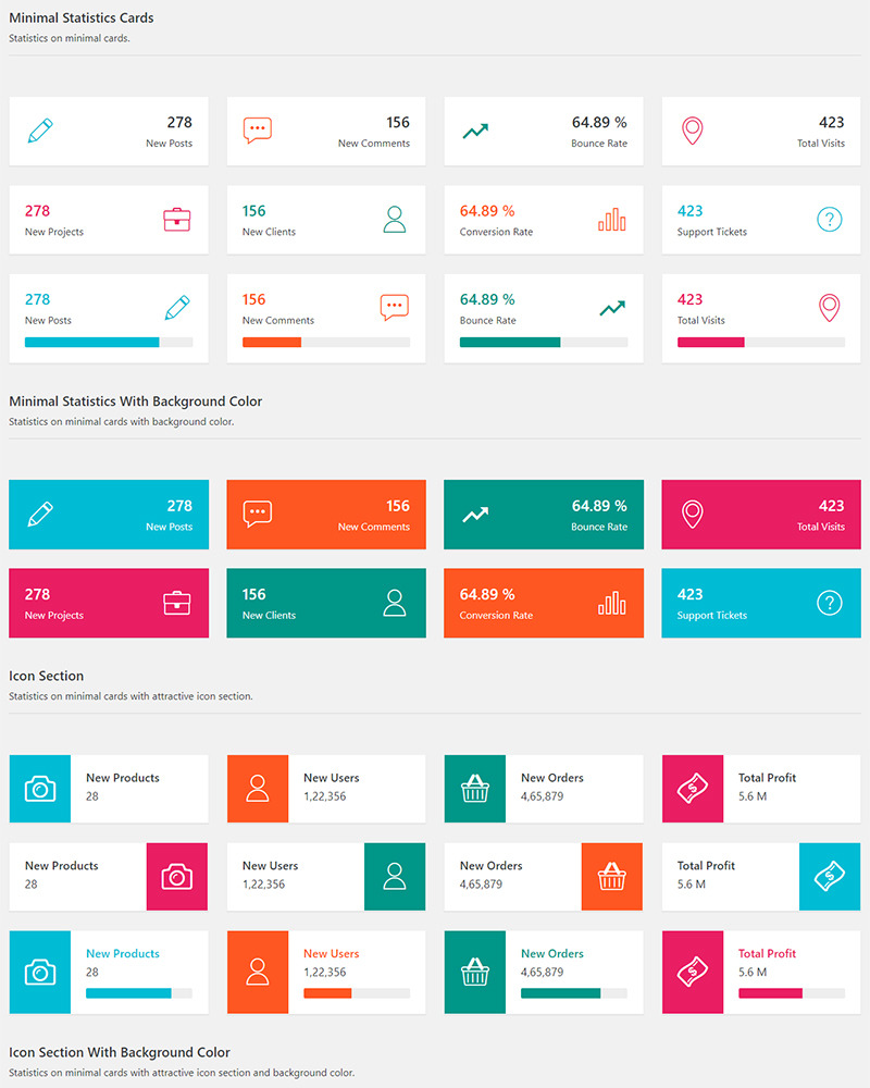 Advance Statistics Cards Bootstrap 4 Admin Statistics Cards Layout UI