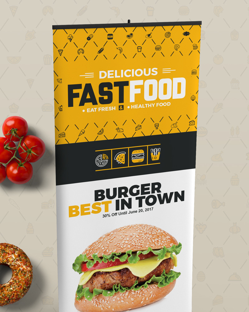 Digital Signage for Fast Food Agency Billboard, Rollup Banner