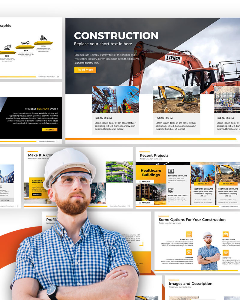 Construction - PowerPoint template #67591 - TemplateMonster